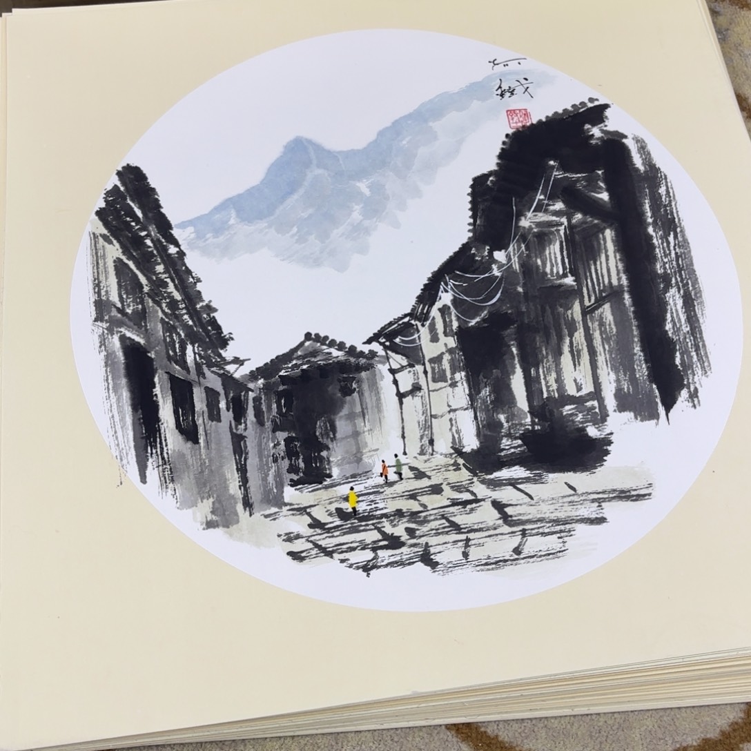 国画赵铁卡纸山水艺