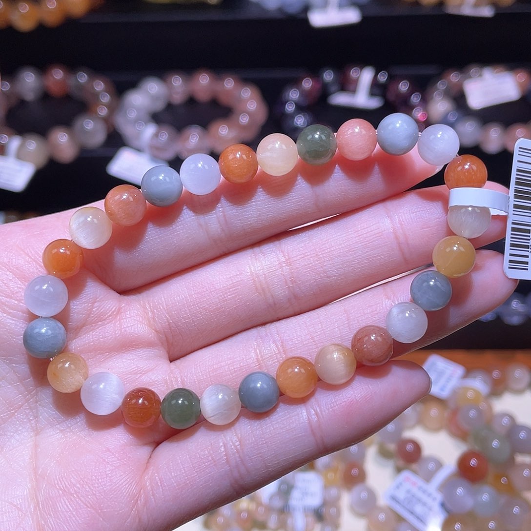 水晶手链未镶嵌兔毛手链，晶体通透7.2