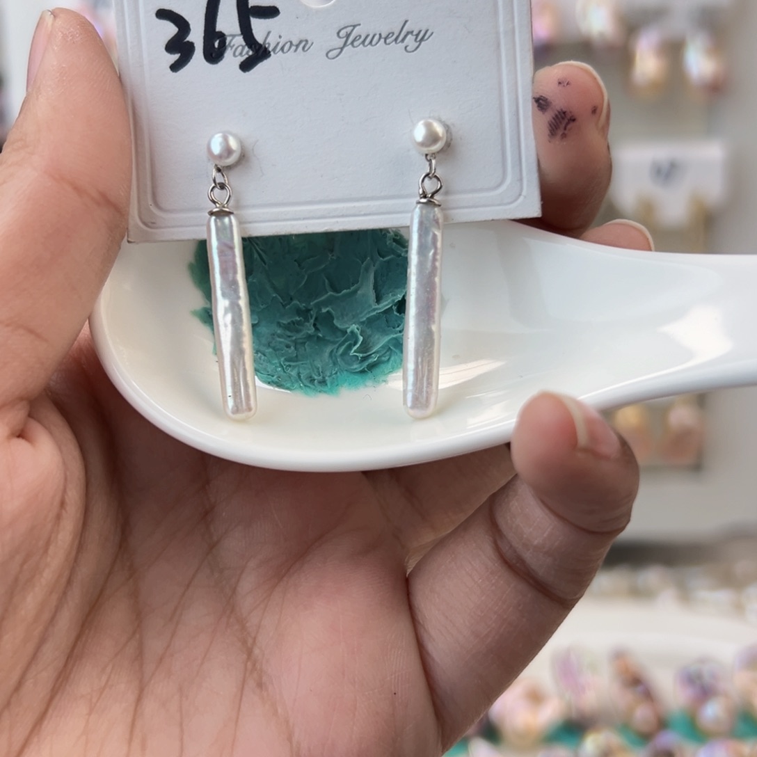 淡水珍珠耳饰银S925镶嵌