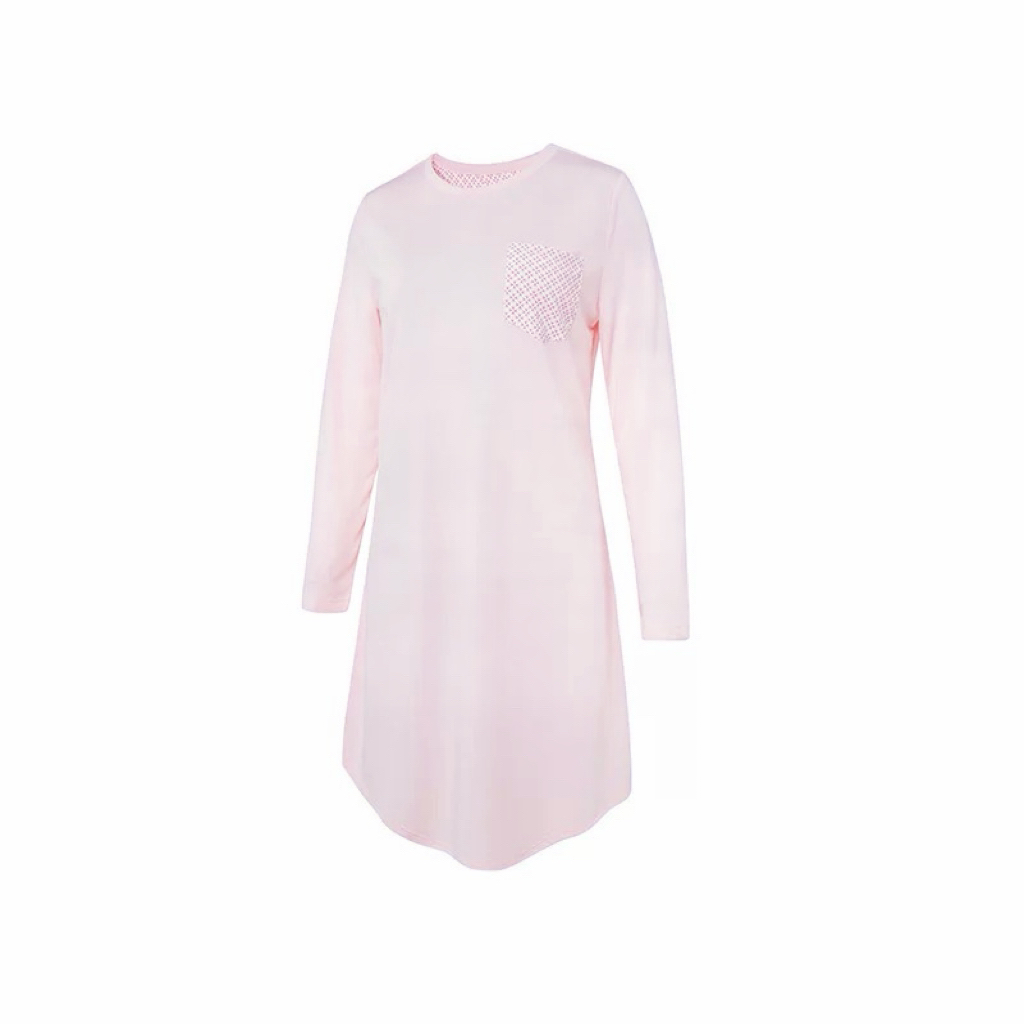 24黛  摩洛哥混搭长袖圆领连衣睡裙透气家居睡裙H000056