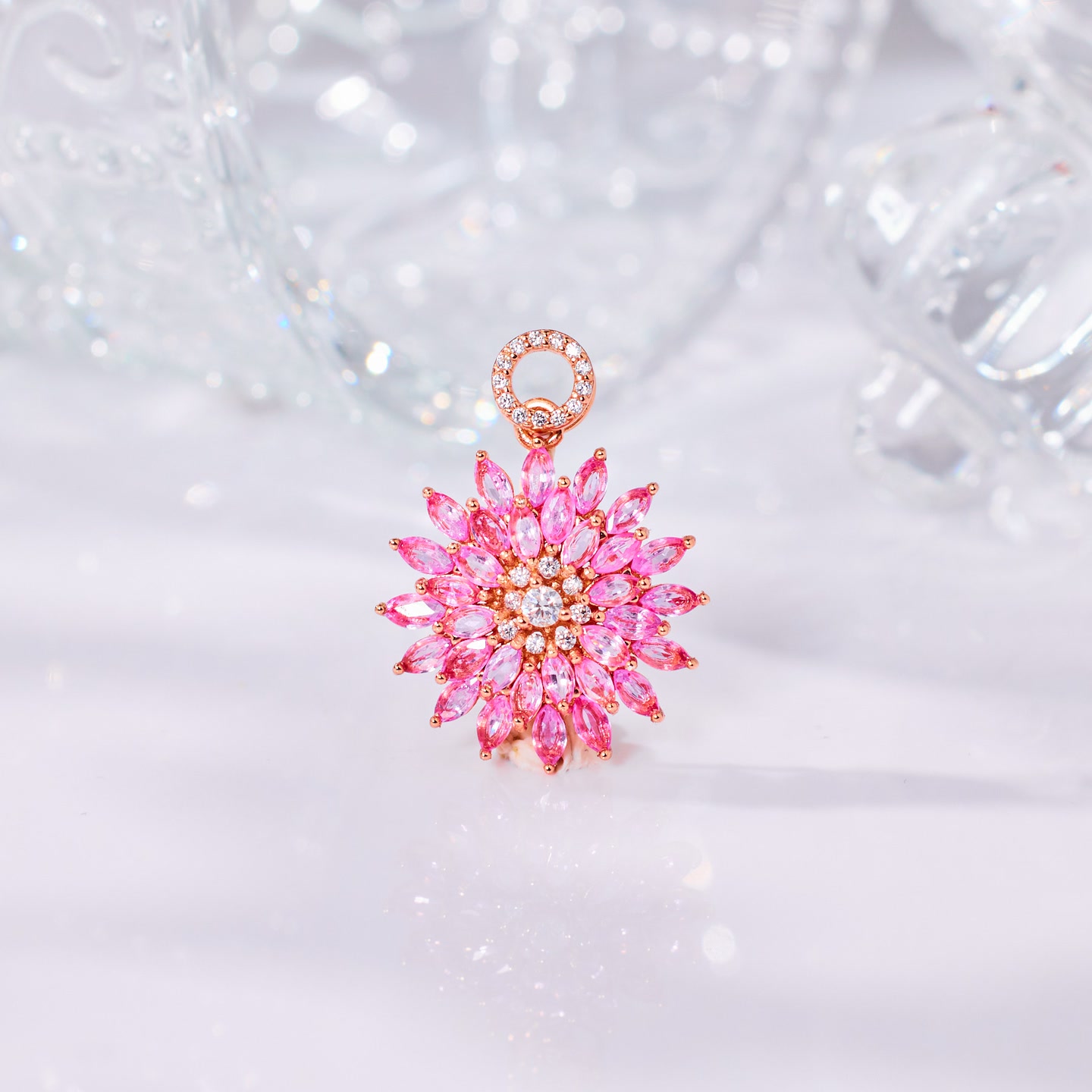 【歪歪】花锦*帕帕拉恰吊坠*S925镶嵌E4396