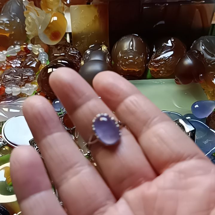 玛瑙/玉髓戒指银S925镶嵌星**✨