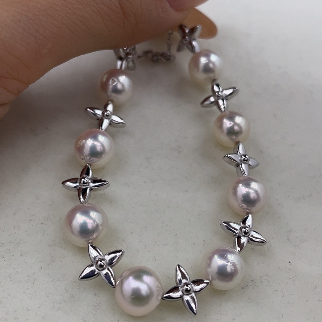 海水珍珠手绳银S925镶嵌