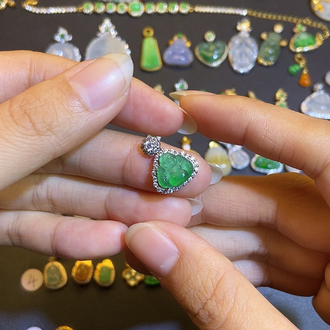 翡翠银S925镶嵌吊坠(不含链)