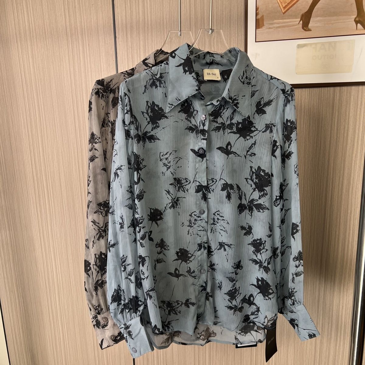 8040撤柜DS新款复古夏季衬衫衬衣蝴蝶上衣宽松设计慵懒长袖休闲