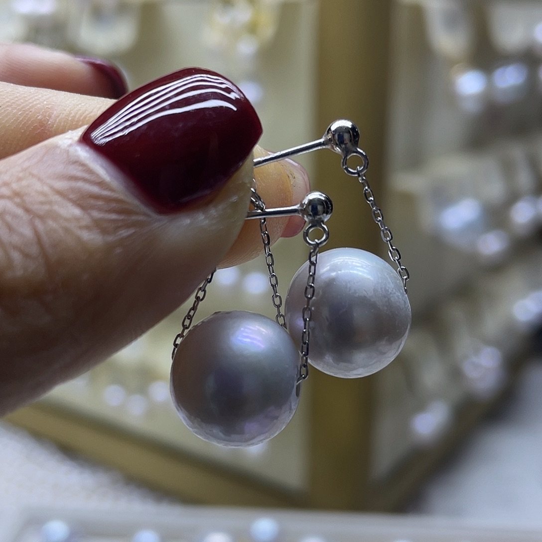 淡水珍珠耳饰银S925镶嵌