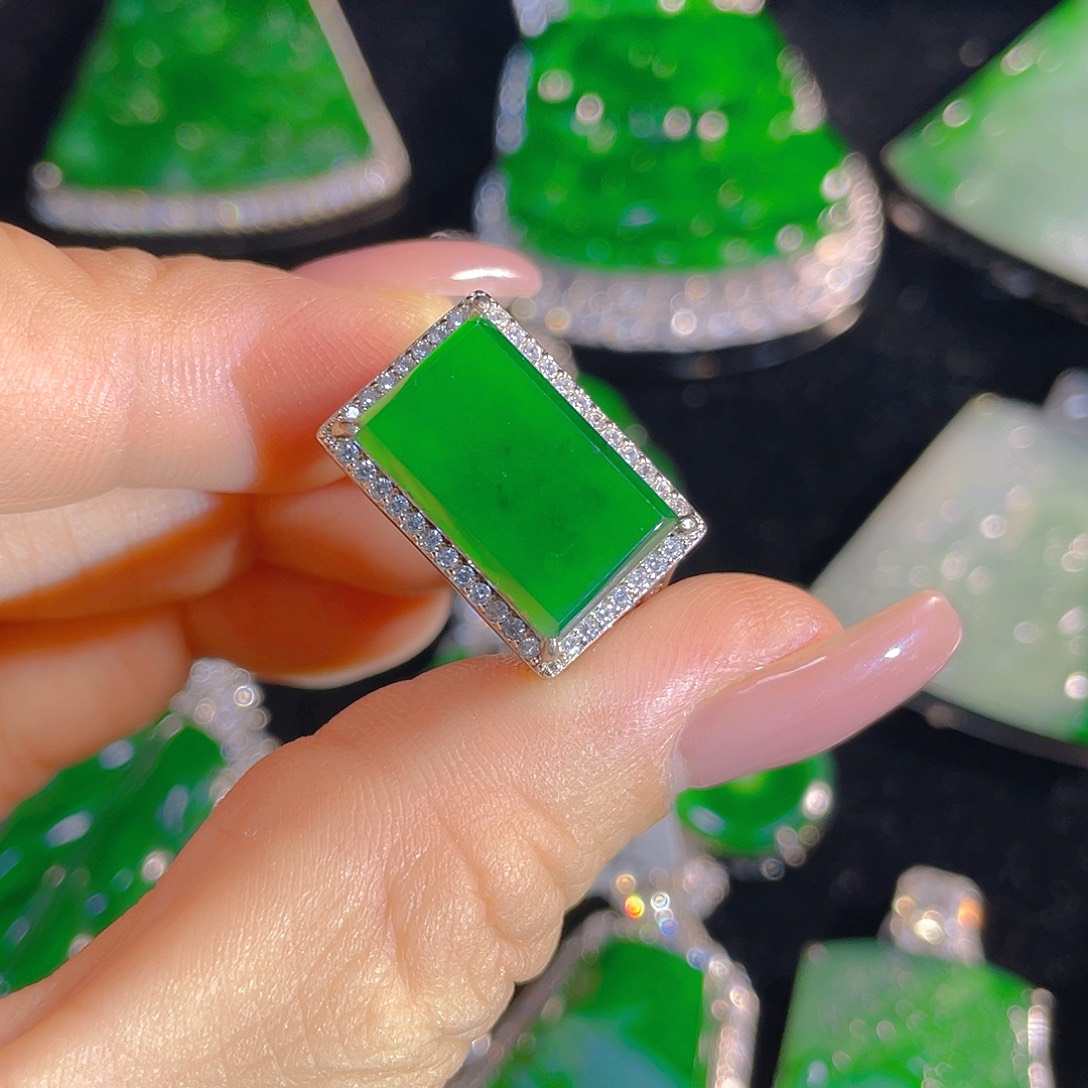 银S925镶嵌戒指翡翠翡翠