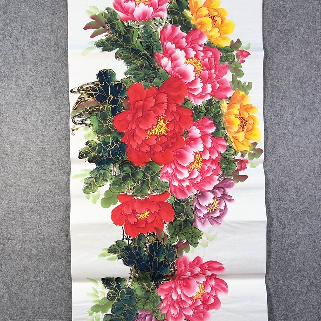 国画670 花鸟在树丛的顶端鸣叫叫声