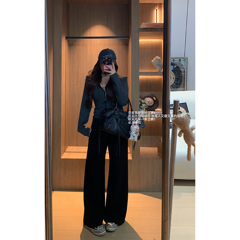 大G【收官大促 】【摩登教主】黑色百搭宽松直筒抽绳休闲裤K425K02971