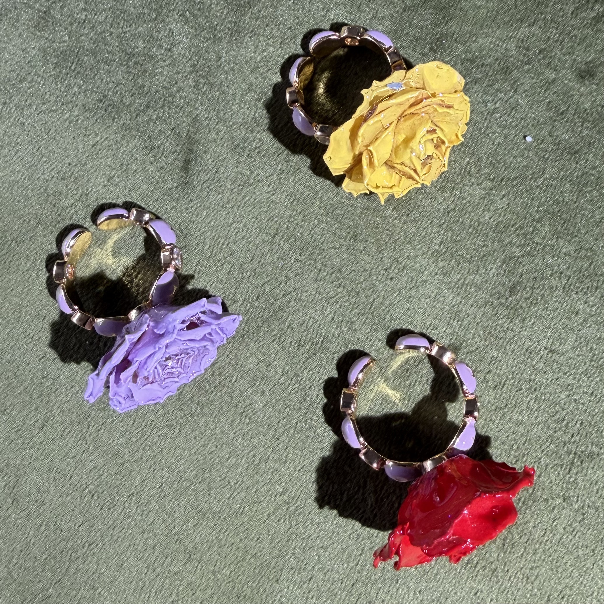 合金戒指 【2件5折】【云南真花戒指】手作diy戒指手围可调节国风甜美