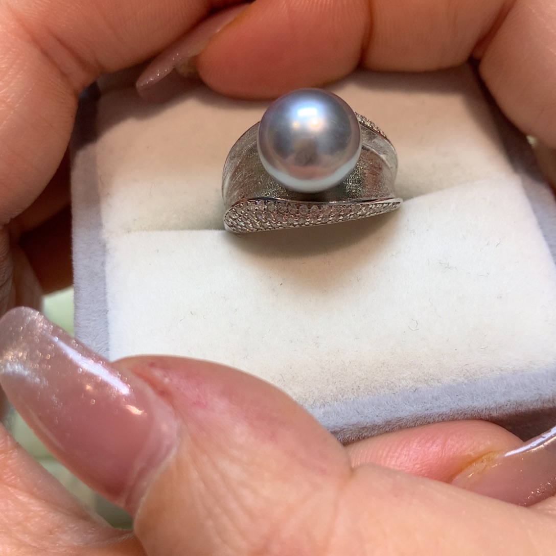 海水珍珠戒指银S925镶嵌