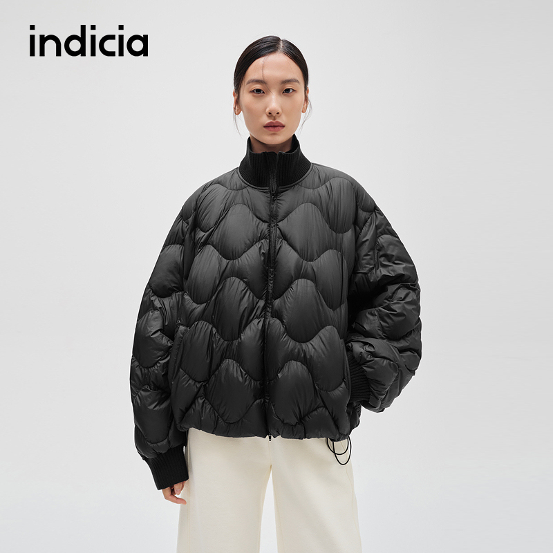 【菱格羽绒】indicia标记90%冬款轻盈拼接羽绒外套女F2D4YR816F