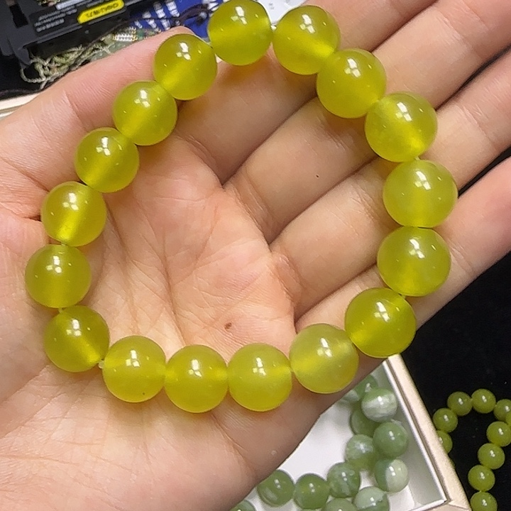 蛇纹石玉合金手链