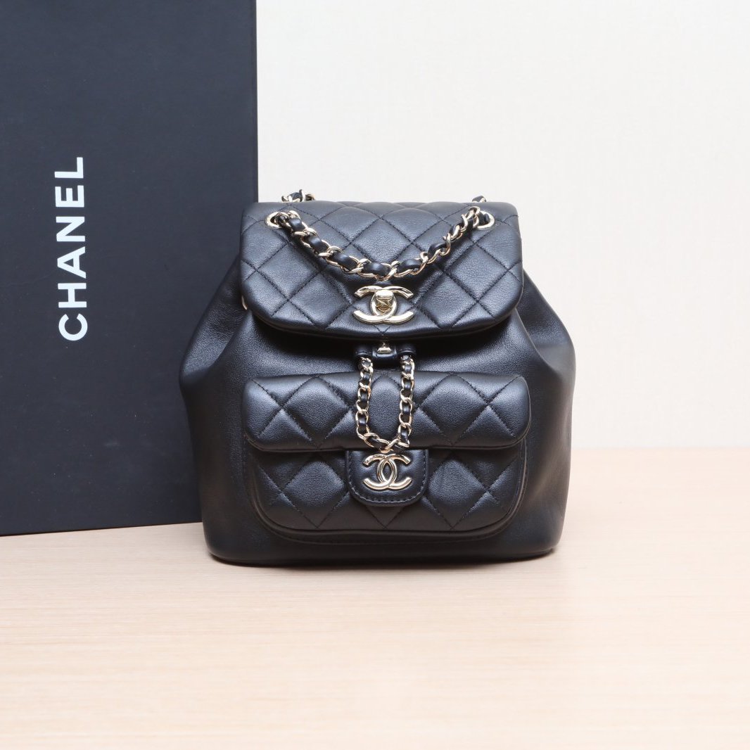 99新 Chanel/香奈儿 【小花念念】23C Duma 双肩包 小号黑色 芯片开