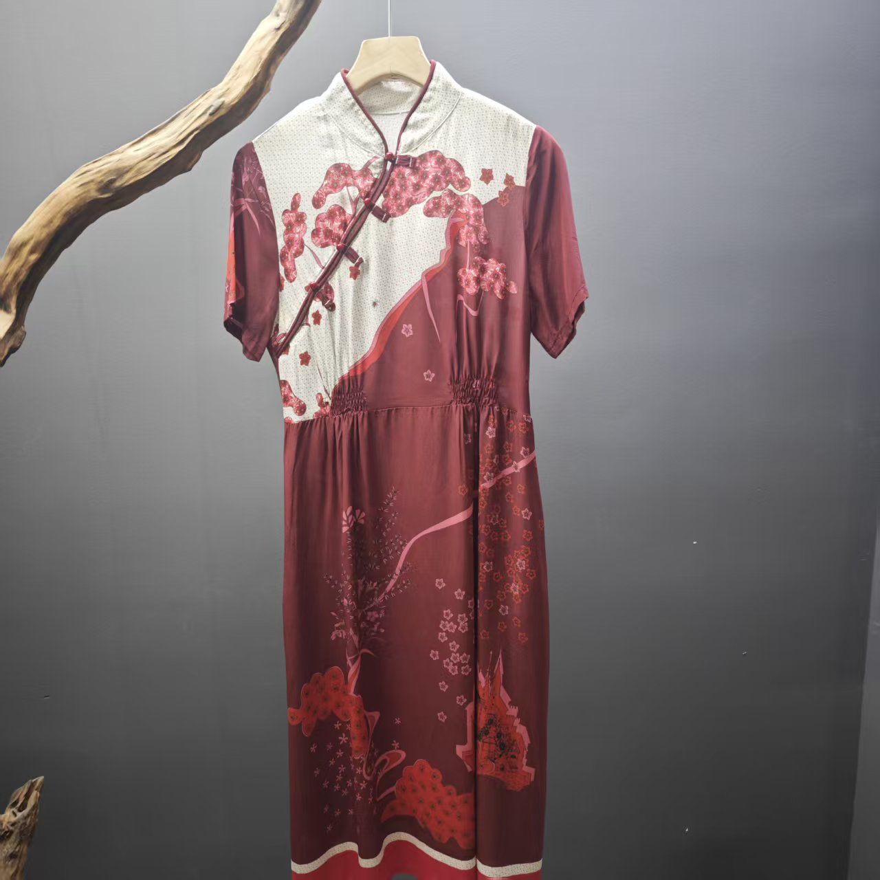 桑蚕丝旗袍连衣裙D9008317