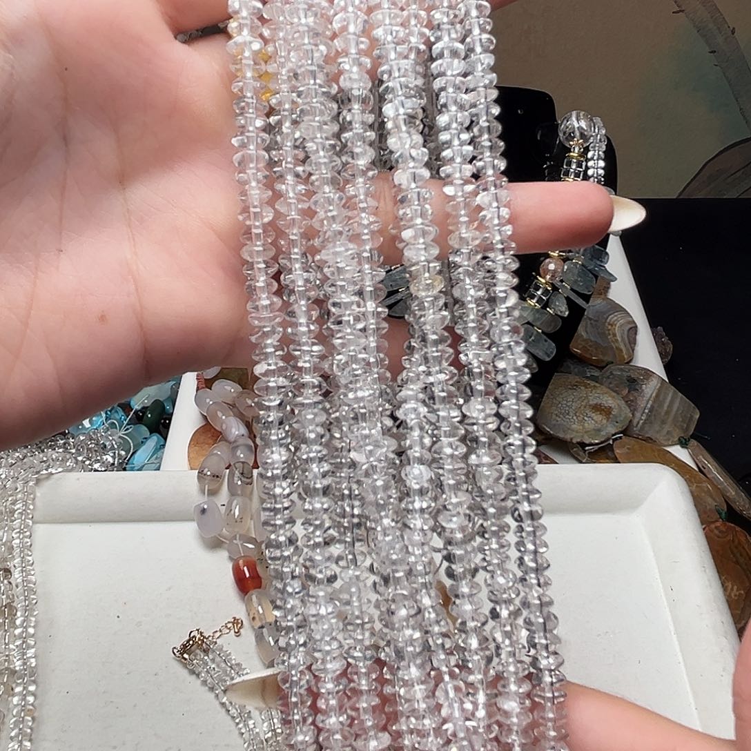 玛瑙/玉髓合金珠宝半成品j653 6m 天然白水一条