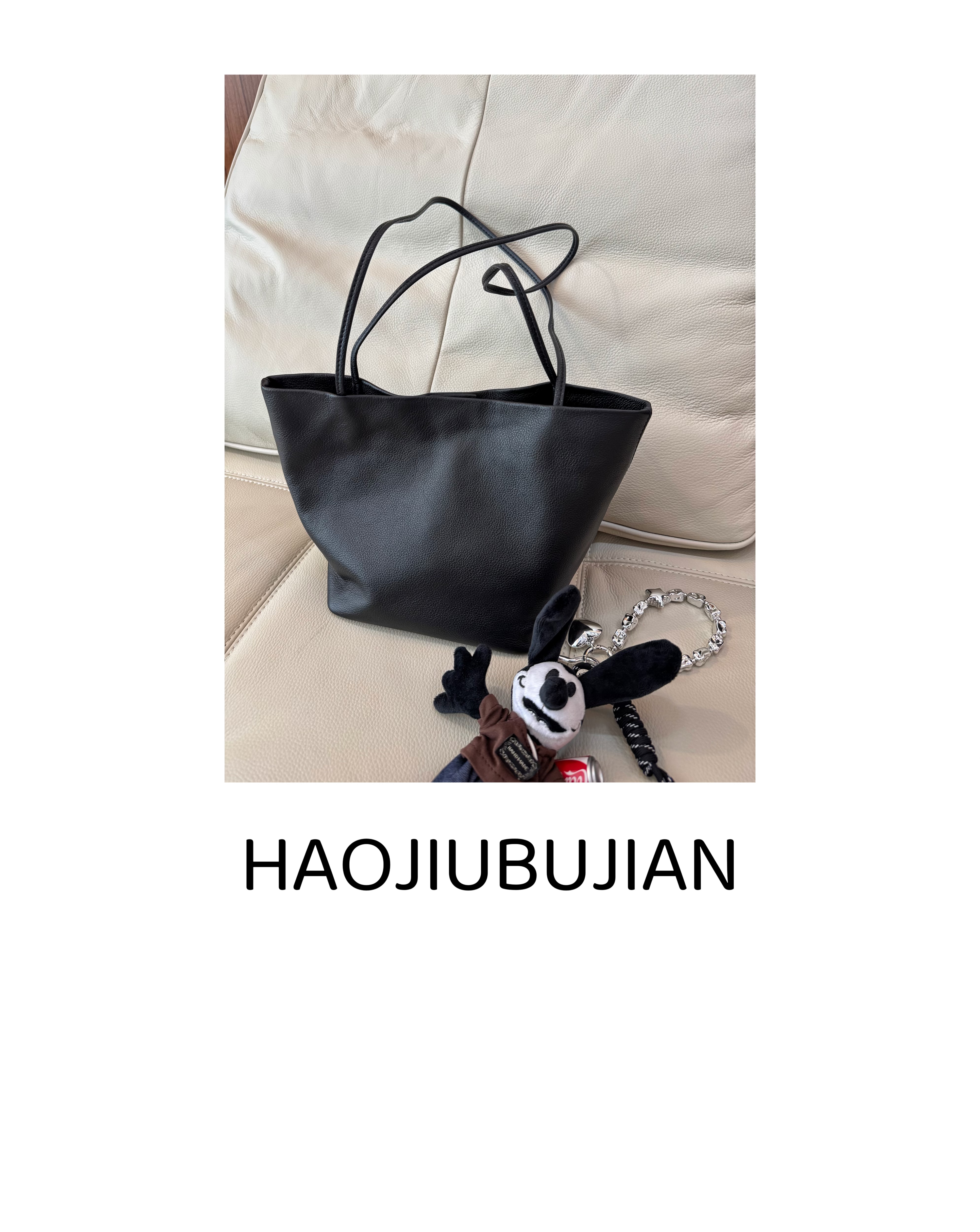 好久不见黑色牛皮极简包包