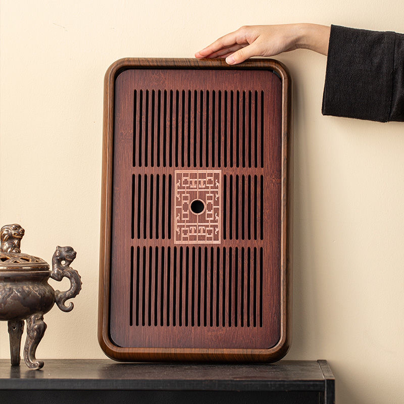 46*29密胺边万福家用竹制蓄水盘沥水茶托盘简约茶台（非实木）