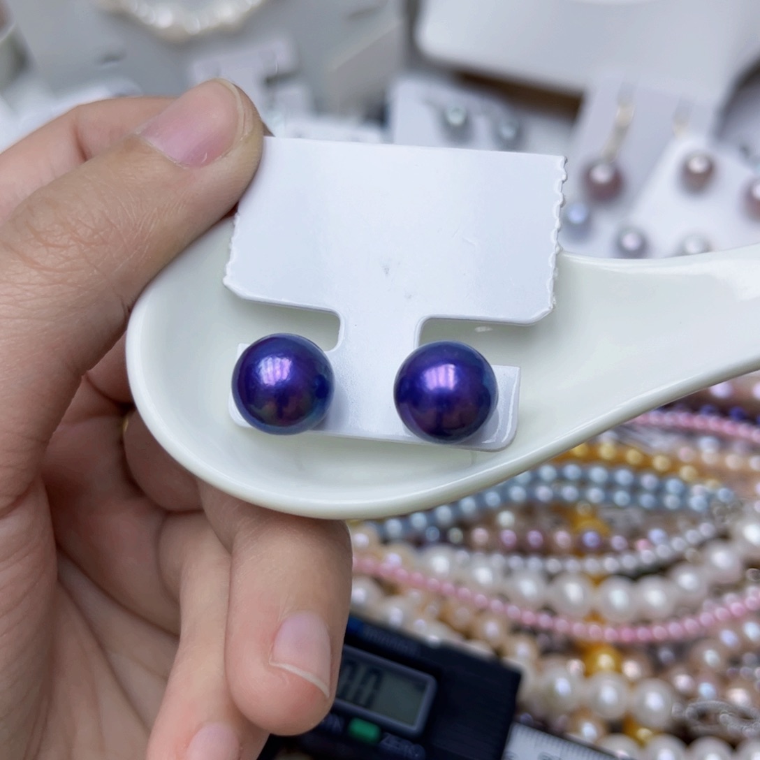 淡水珍珠耳饰银S925镶嵌