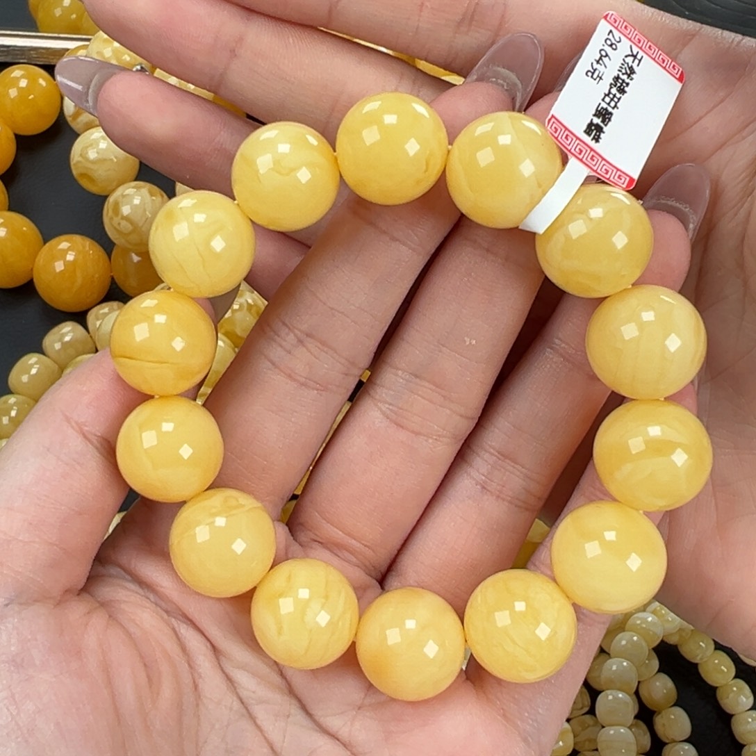 琥珀未镶嵌手链28.6黄白蜡