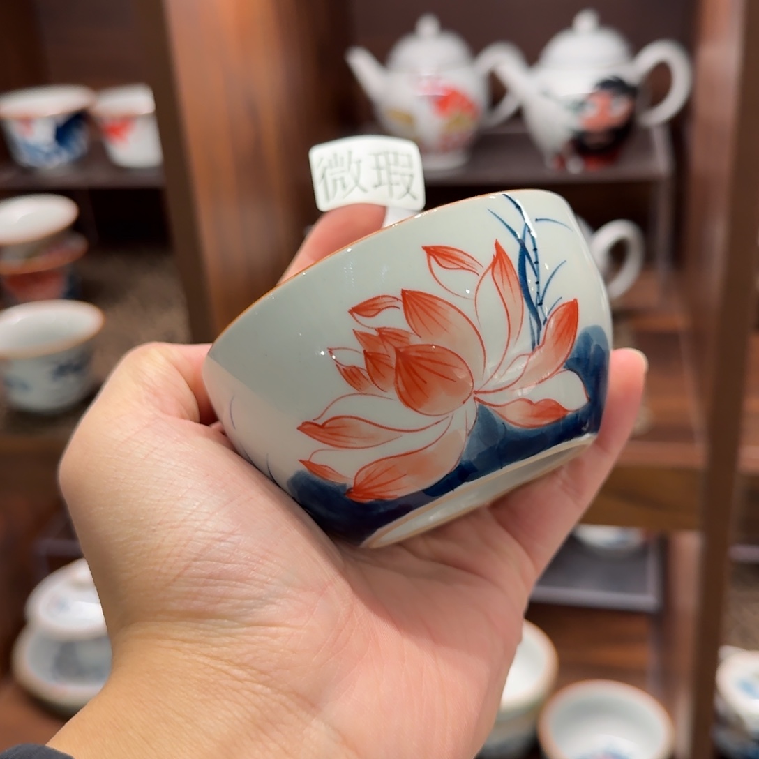 釉下手绘茶具微瑕