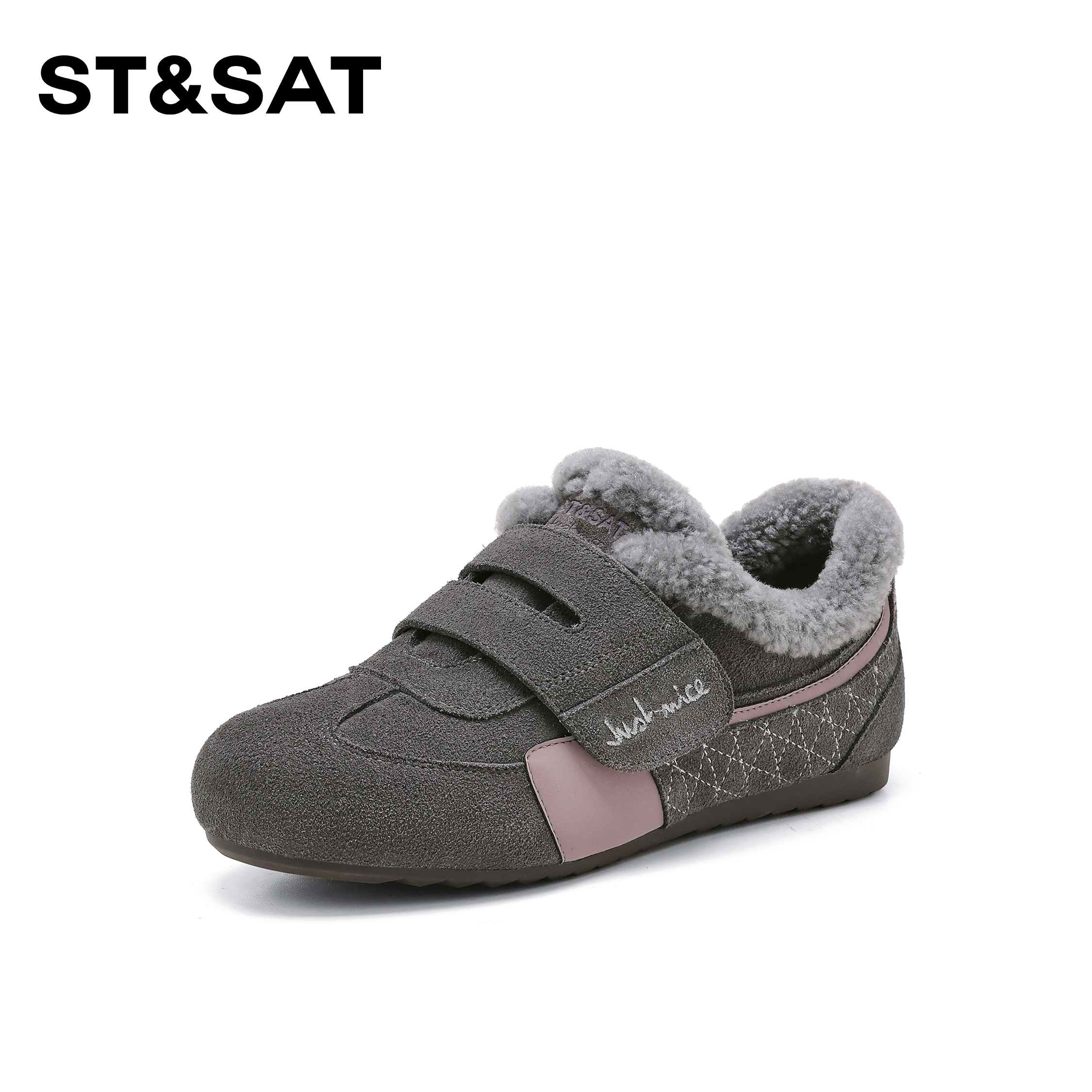 星期六休闲女鞋2025冬季新款时尚百搭加绒加厚德训鞋