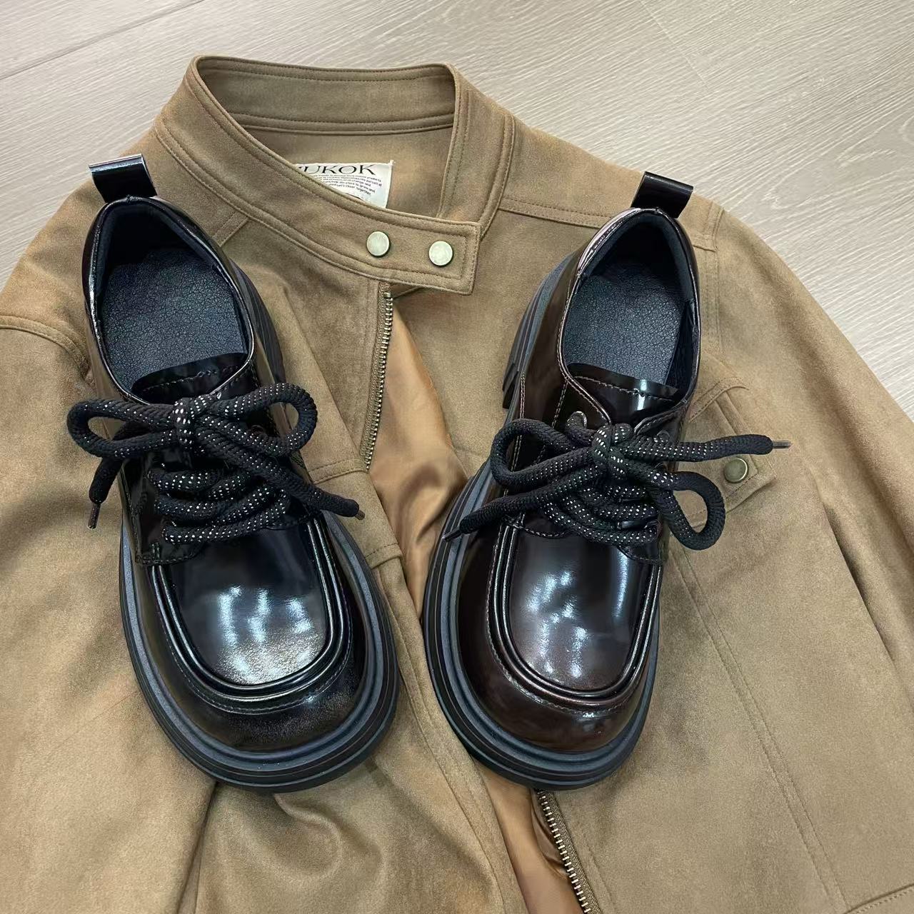 增高8CM  秋季新款时尚百搭厚底内增高休闲潮流乐福鞋p082