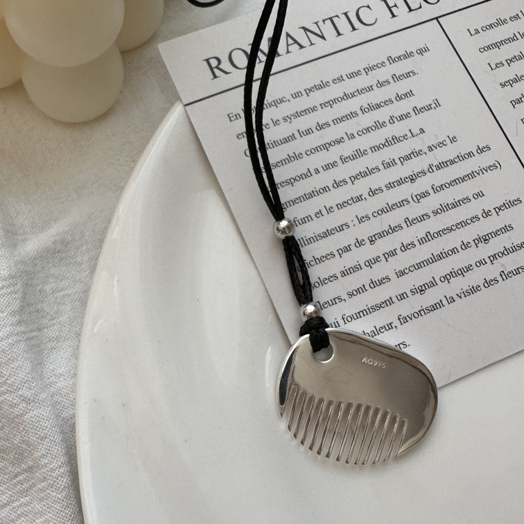 吊坠925银布 日韩厂轻奢高级ins风梳子银项链