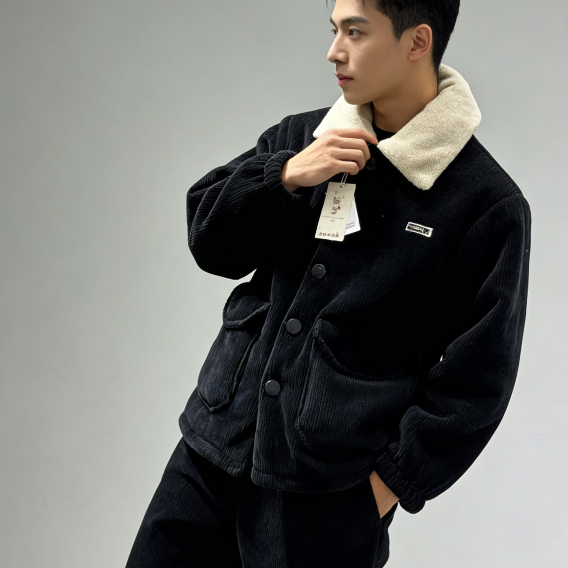 82518新款翻领男士加厚三层外穿家居服