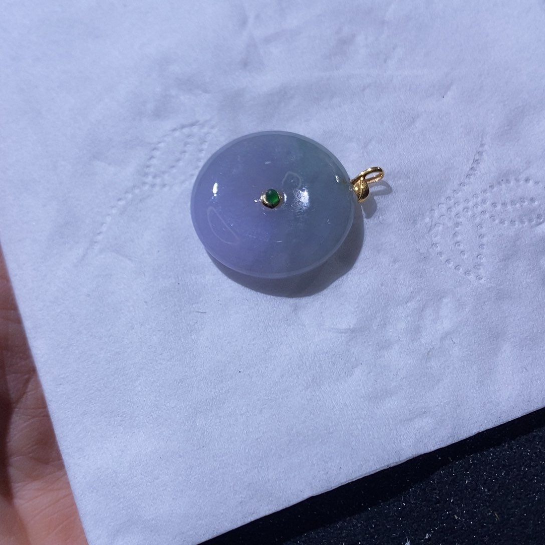 翡翠吊坠(不含链)18K金镶嵌