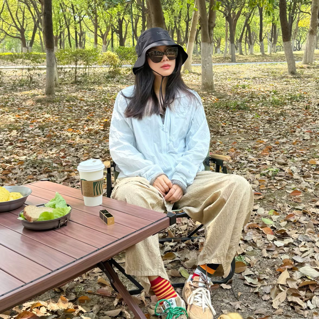 99新 ARC'TERYX/始祖鸟 M码/蓝色休闲拉链帽防风夹克/16981358