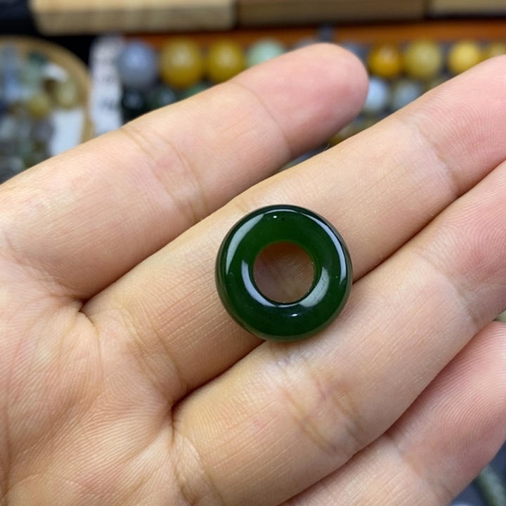 未镶嵌和田玉珠宝半成品碧玉甜甜圈卡17