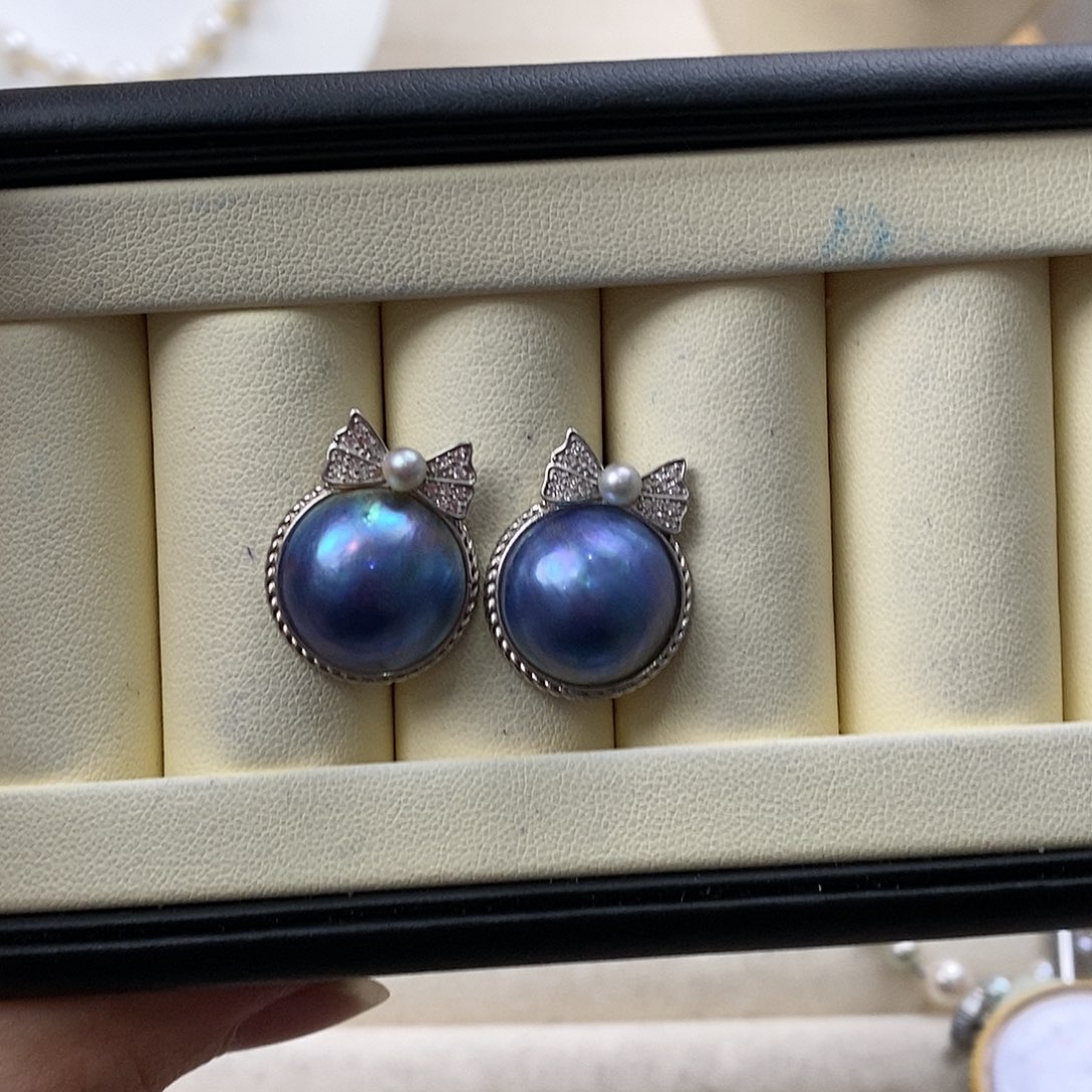 拼合珍珠（马贝珠）耳饰银S925镶嵌