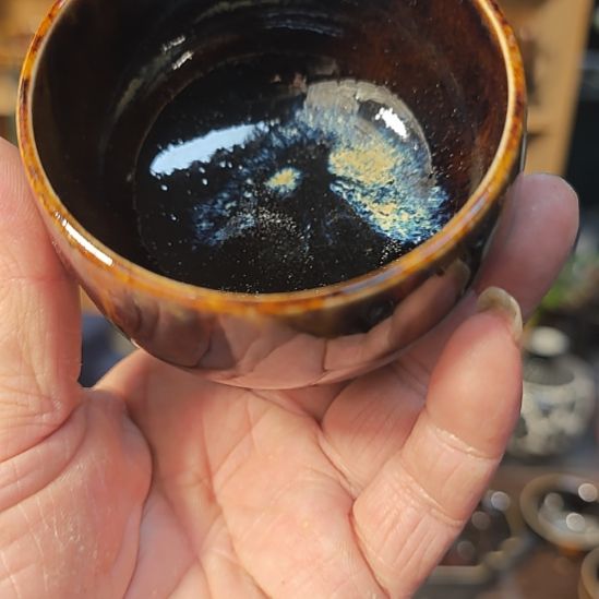 天然老黑釉斗笠盏盏