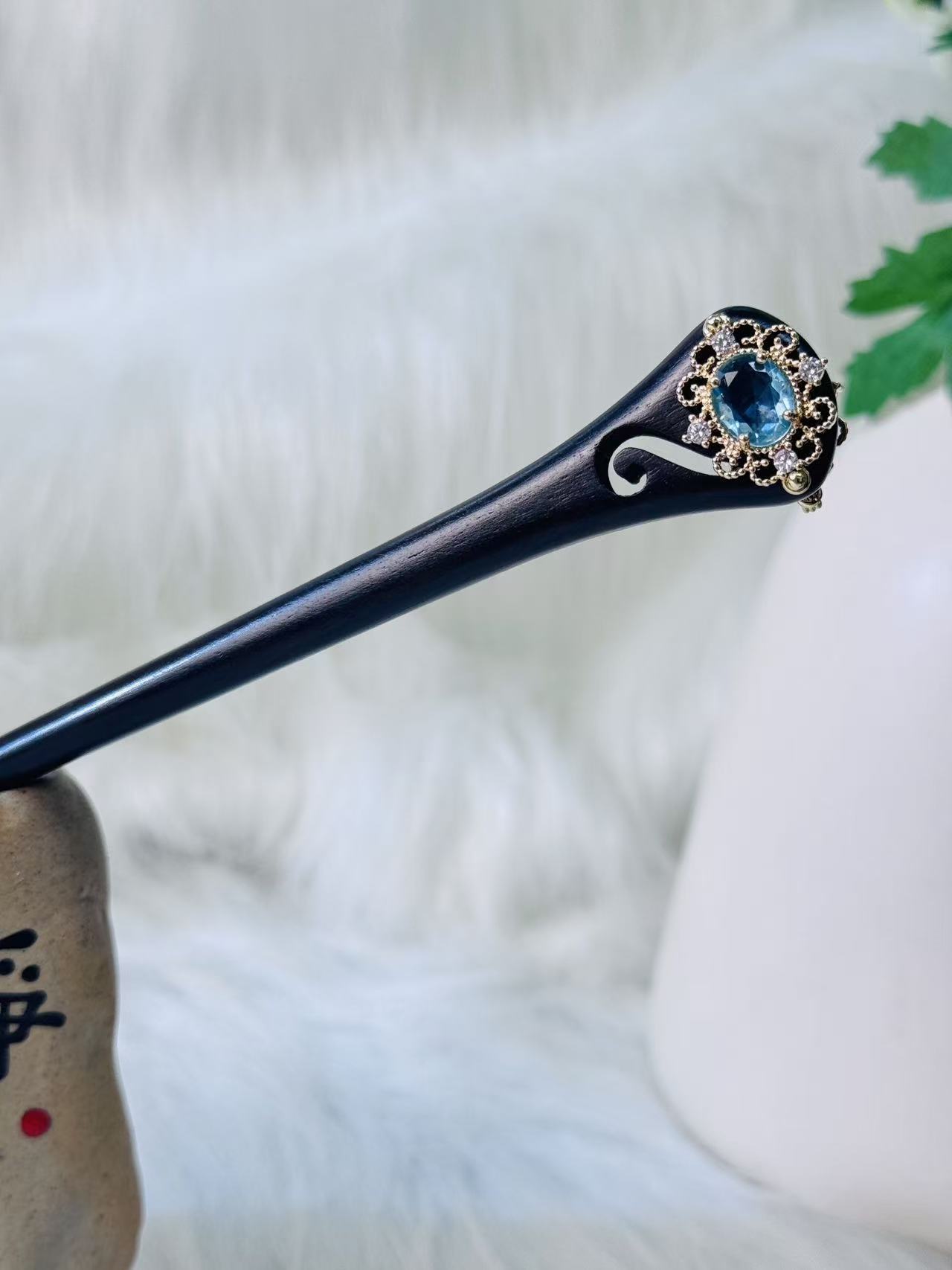 K349原创蓝色15公分发簪气质手工发饰国风百搭时尚发簪