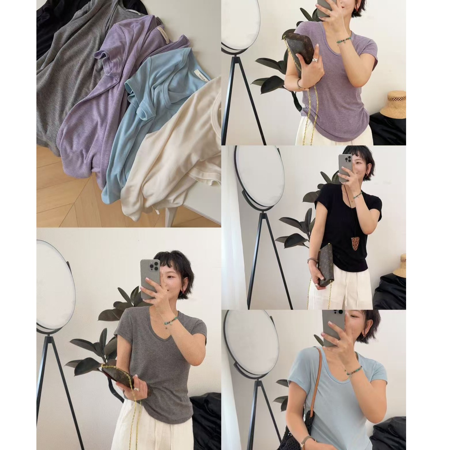 "马卡龙色系" 羊毛+兰精天丝短袖 巨舒服 柔软 常规修身款 W-220