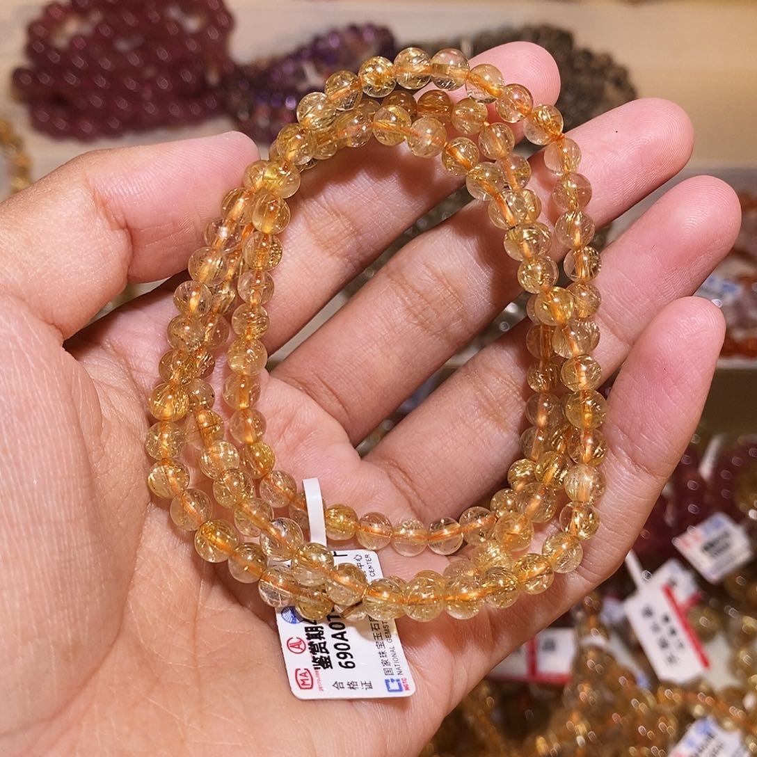 *****发晶手链未镶嵌多圈发晶5mm