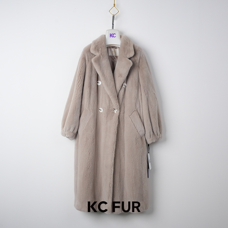 KC【伯格小姐】天然皮草-翻领直袖110cm