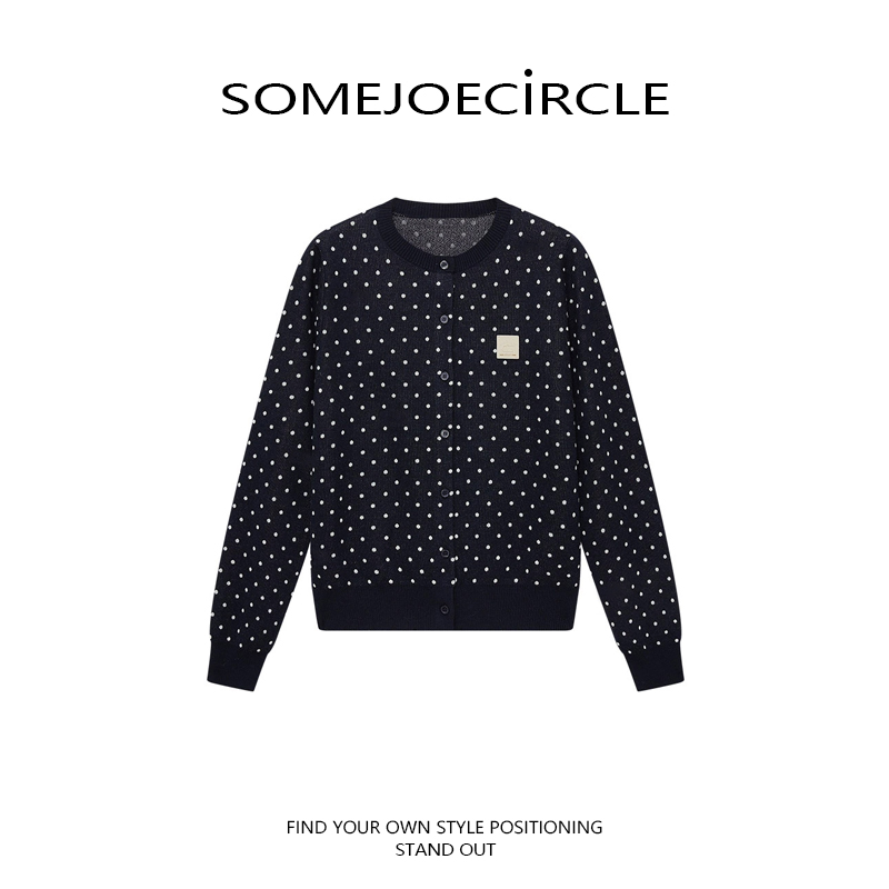 【DZ】SOMEJOECIRCLE【针织衫】春季新款波点纹样复古格调上衣女Z1372