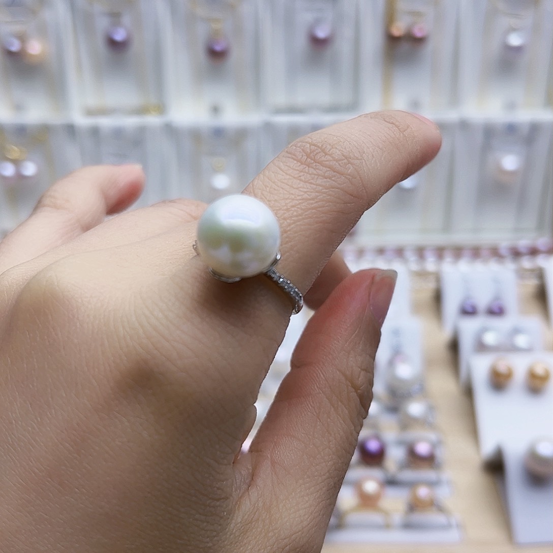 淡水珍珠戒指银S925镶嵌