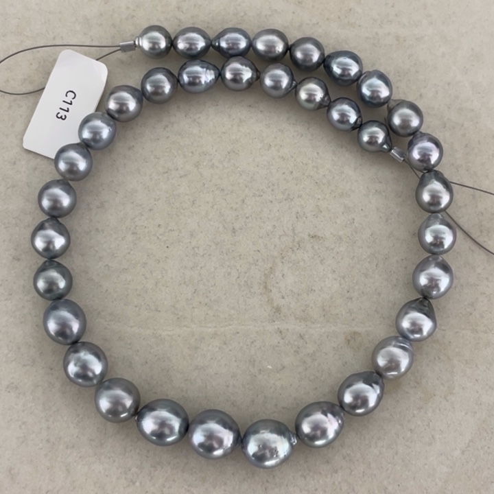 未镶嵌海水珍珠颈饰大溪地铂金灰项链海洋蓝