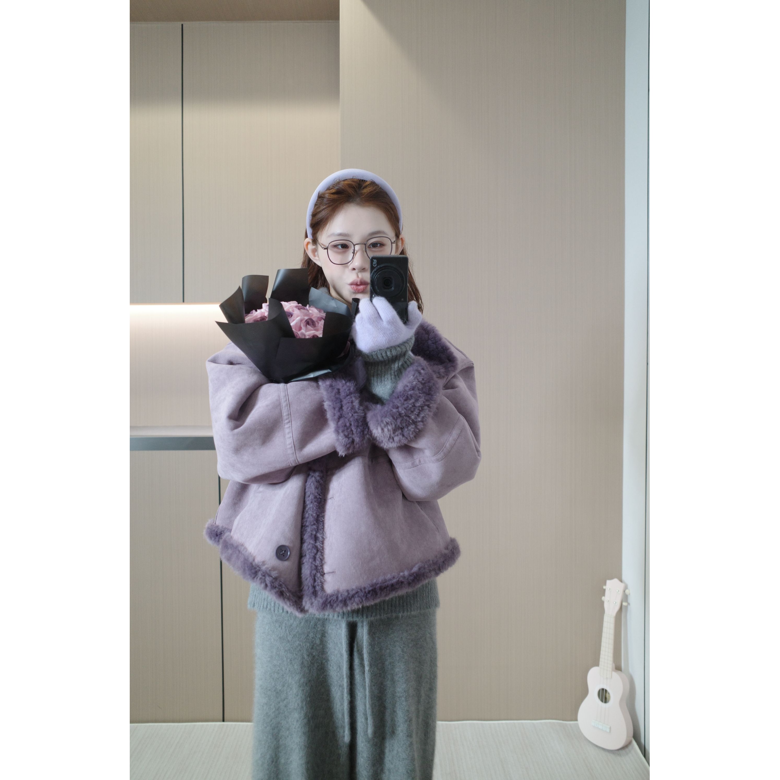 【双面可穿】麂皮绒皮毛一体 气质加厚 美静冬款外套 XMZH10907