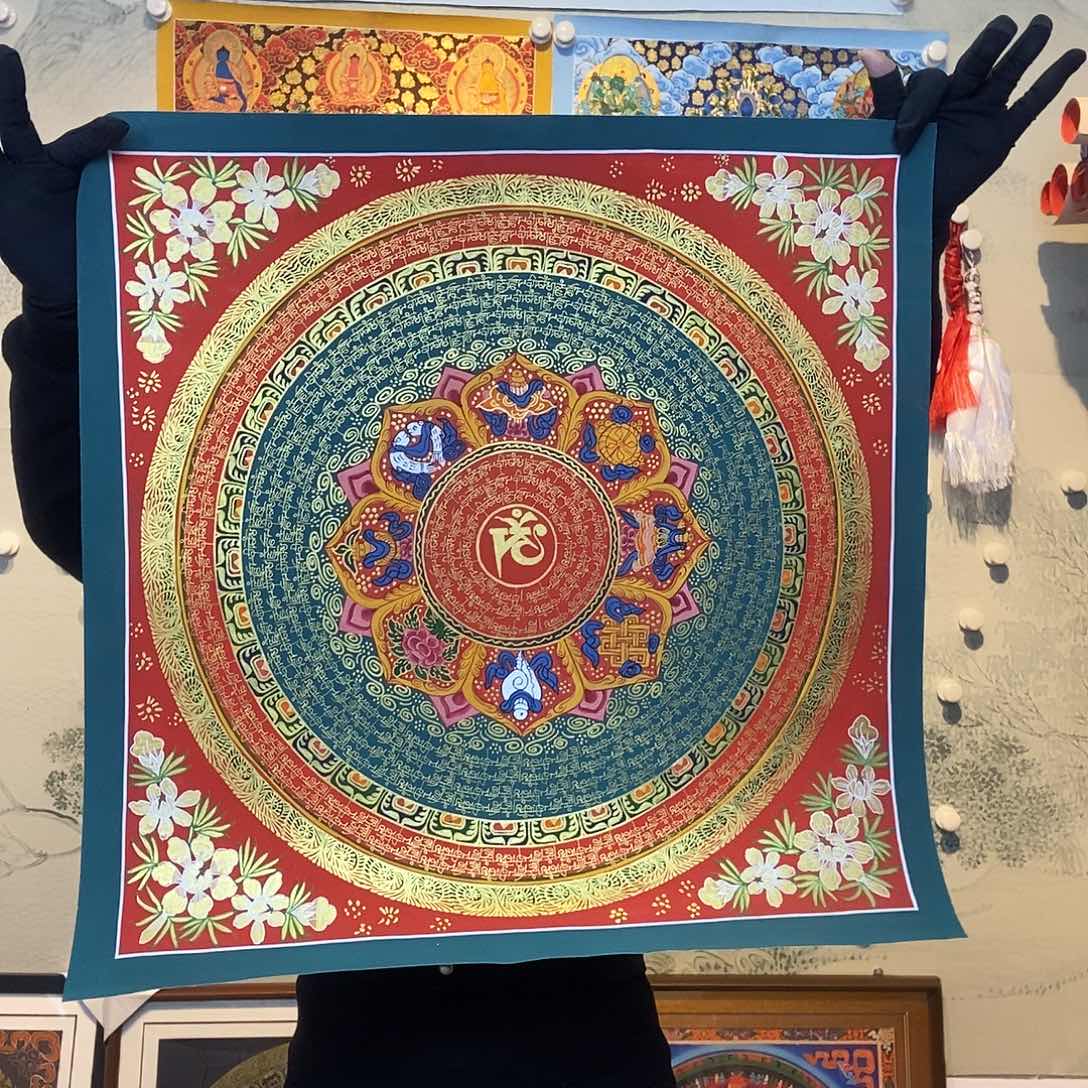 卷轴画纯手绘六字真言唐卡50尺