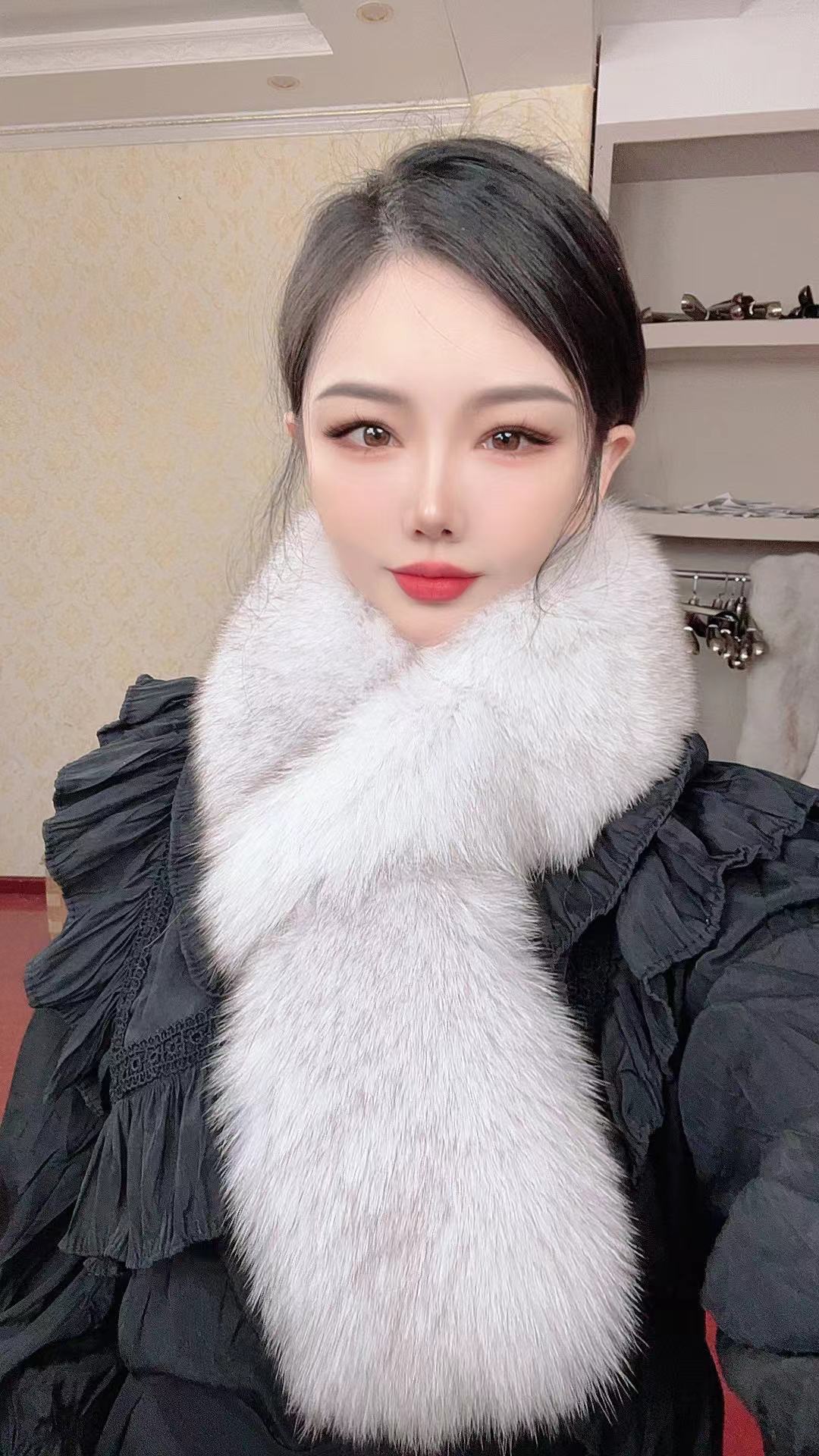 狐狸毛大围巾超大尺寸双面毛围巾网红时尚百搭毛绒加厚