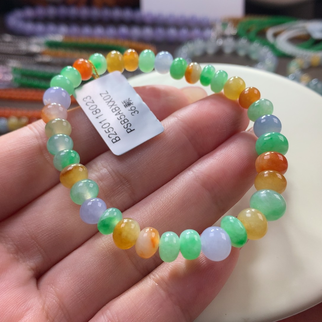 翡翠手链未镶嵌翡翠多宝算盘珠卡6~7+