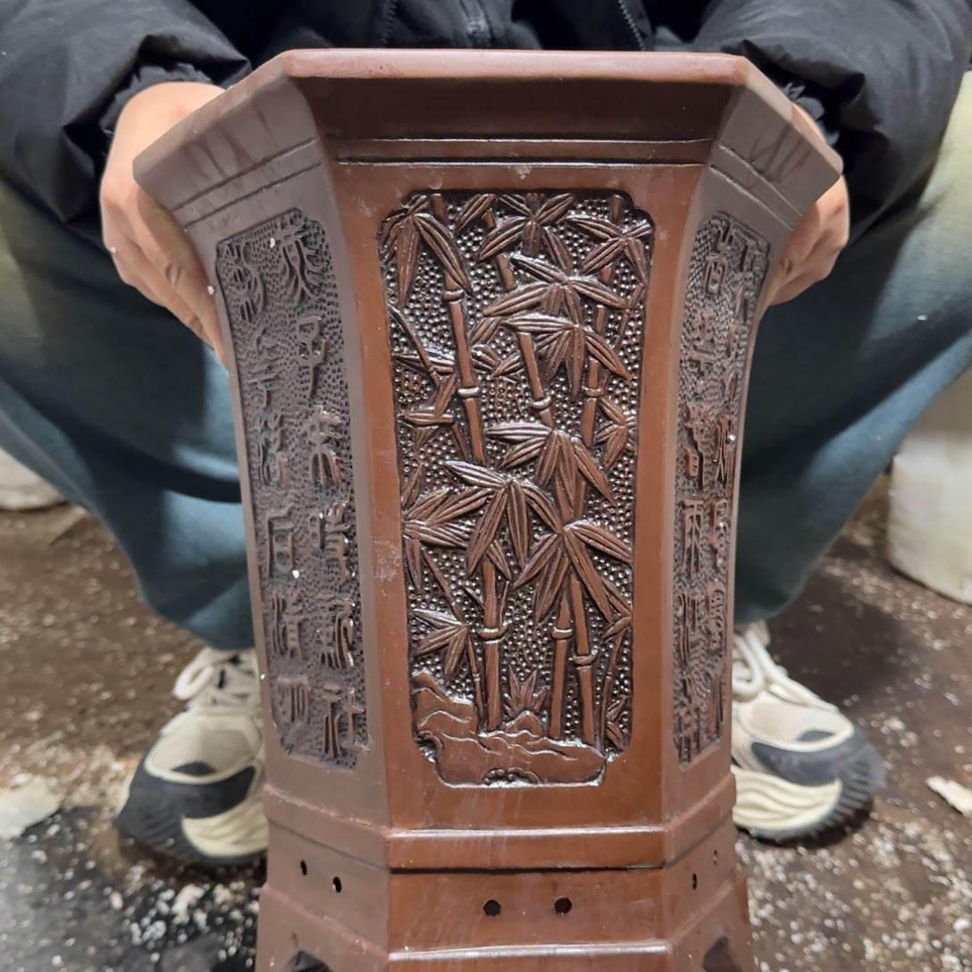 紫砂花盆口径24 20高度30厘米