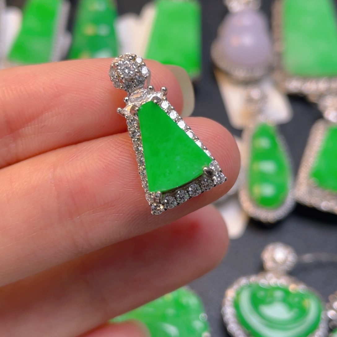 翡翠银S925镶嵌吊坠(不含链)