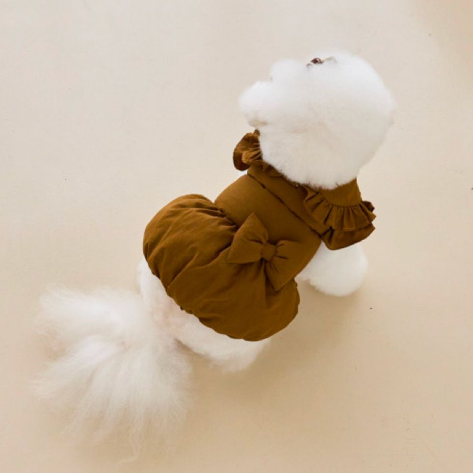 宠物衣服狗狗猫咪马甲棉服棉衣裙可牵引保暖加厚比熊泰迪博美