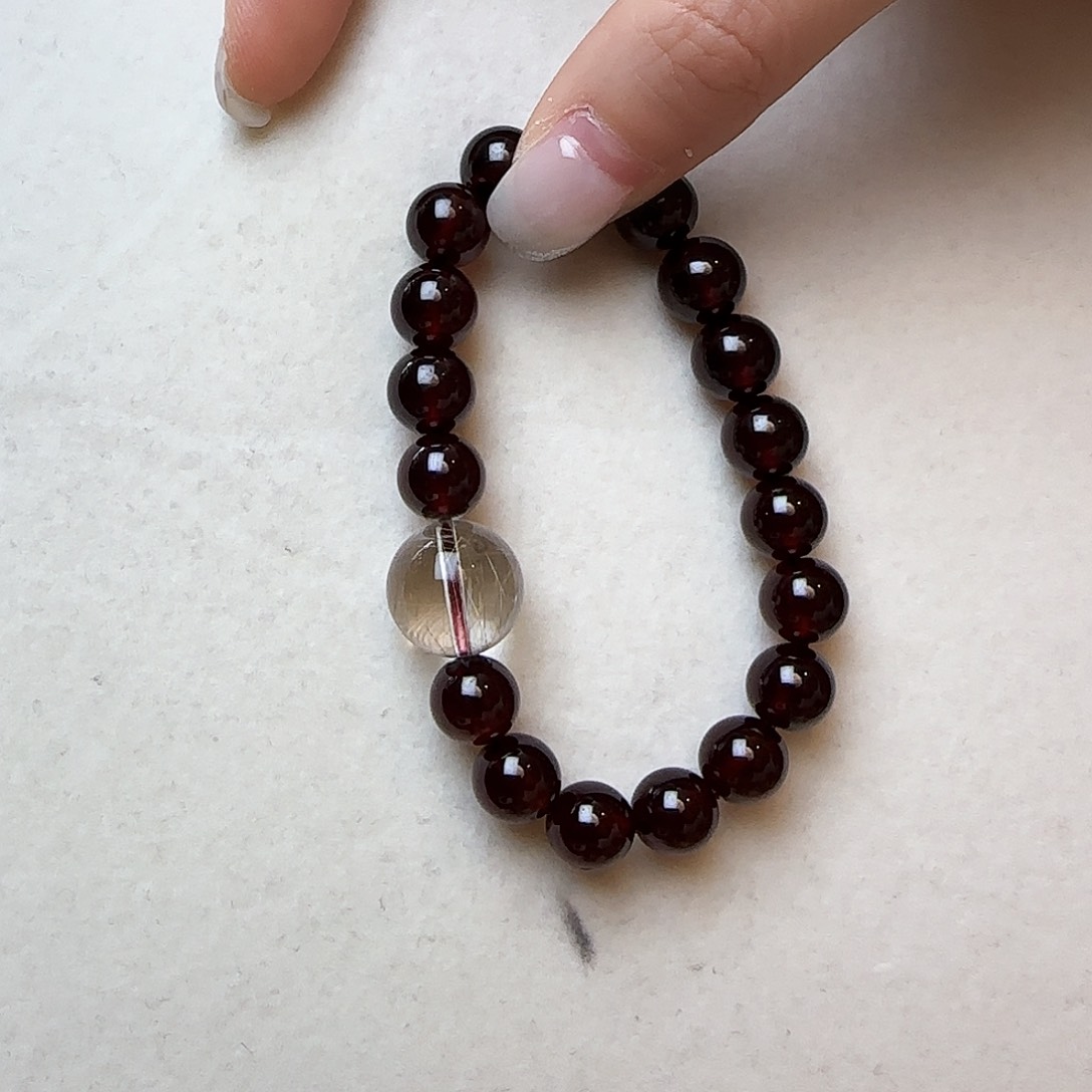 石榴石手链未镶嵌W****鸭大气上档次