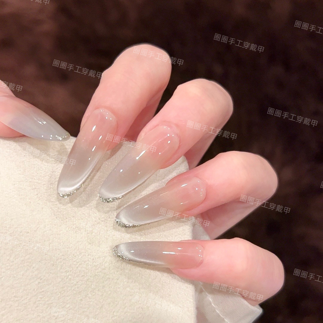 【白月光】新款纯手工穿戴甲高级轻奢穿戴式美甲贴长款显白百搭美甲